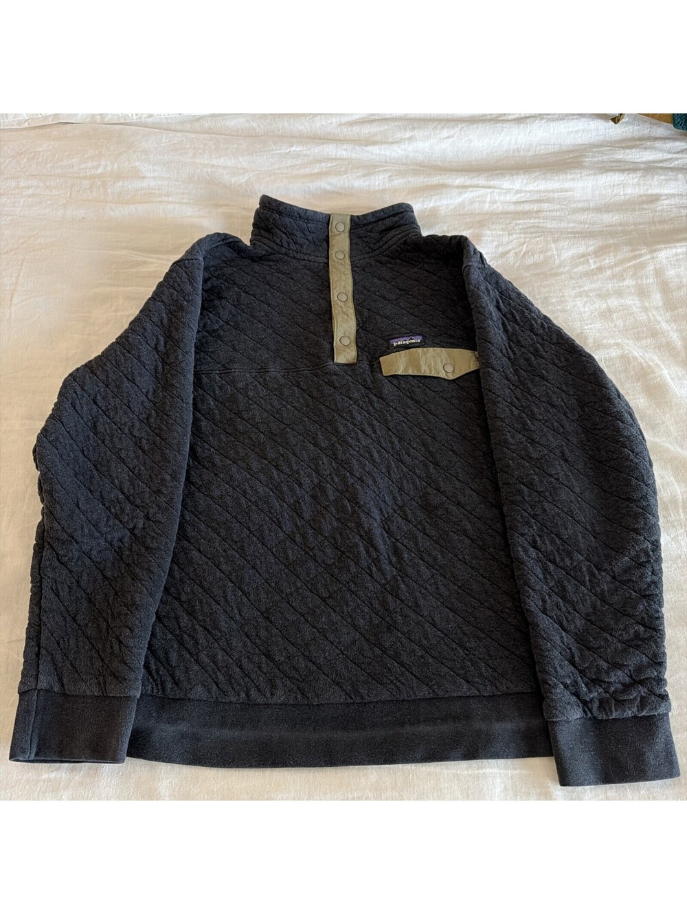 Patagonia Men's Organic Cotton Quilted Snap-T Pullover - Heather Black XXL